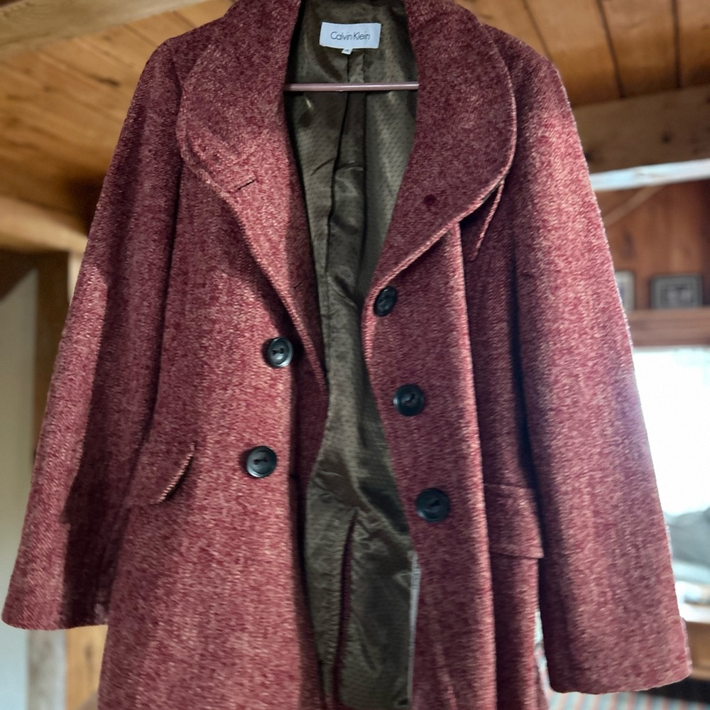 Calvin Klein Women's Red Pea Coat